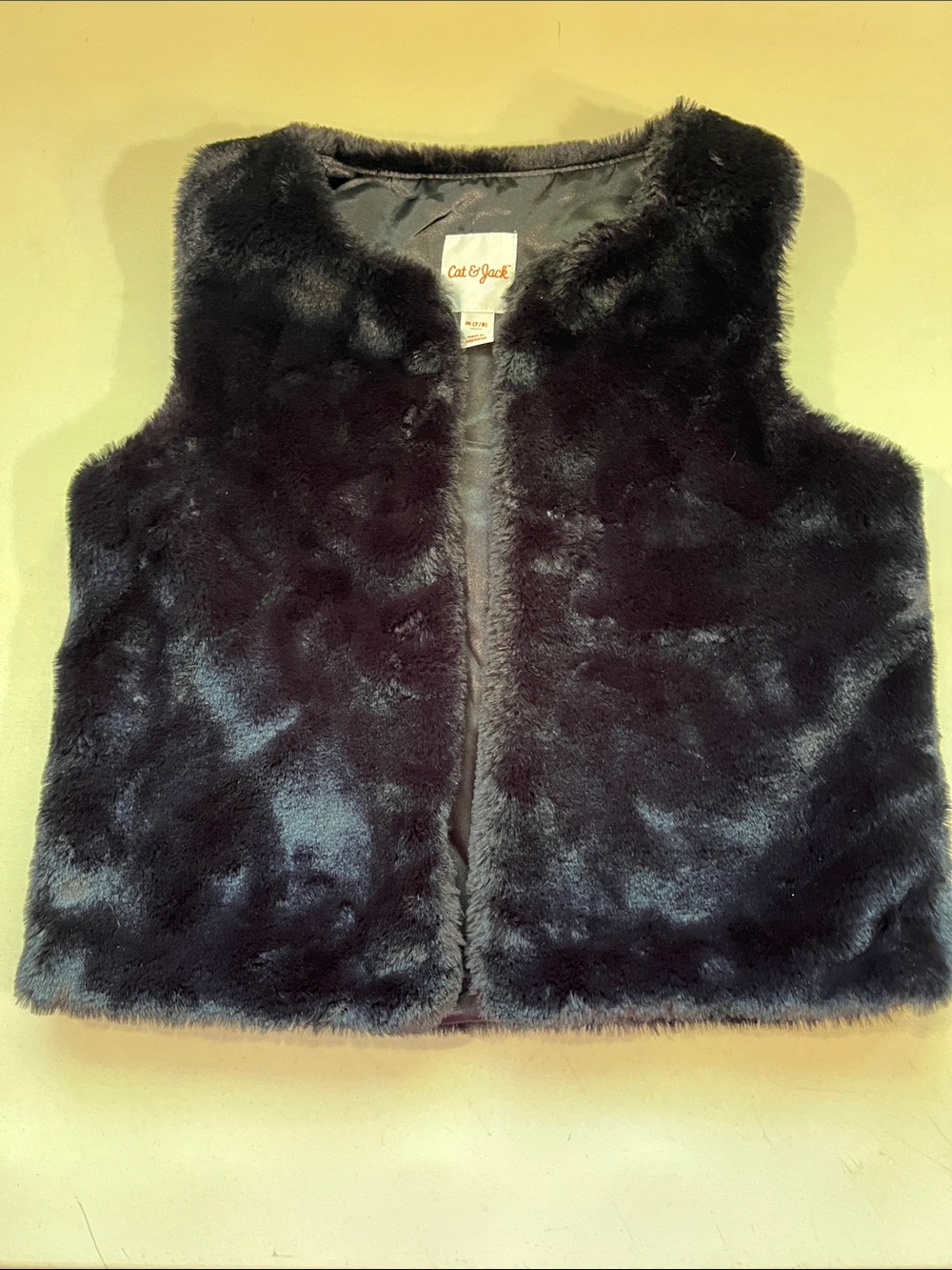 Cat & Jack Black Faux Fur Vest for Kids - Soft Open Front